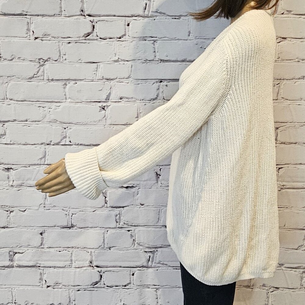 BANANA REPUBLIC - 100% cotton cream chunky pullover knitted sweater - Picture 11 of 13